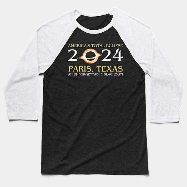 America's total eclipse 2024 Paris, texas an unforgettable blackout! Baseball T-Shirt by DesignHND